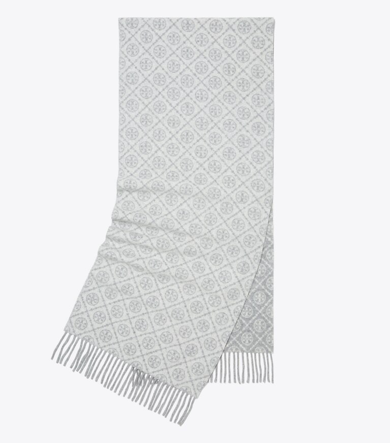 Tory Burch designer écharpes Étole T Monogram in Gray dessus