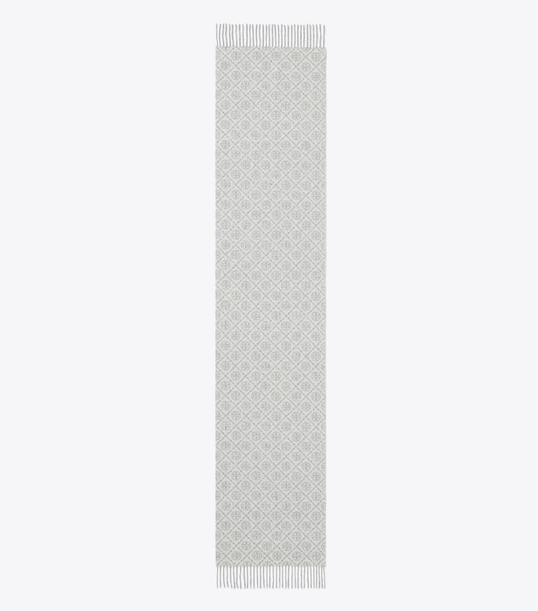 Tory Burch designer écharpes Étole T Monogram in Gray dessus