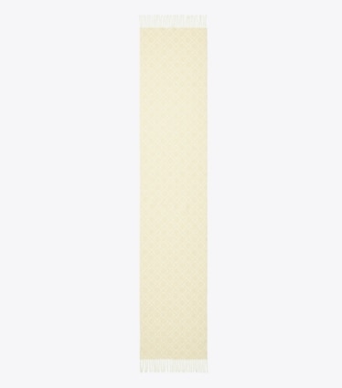 Tory Burch designer écharpes Étole T Monogram dans Ivory vue du dessus