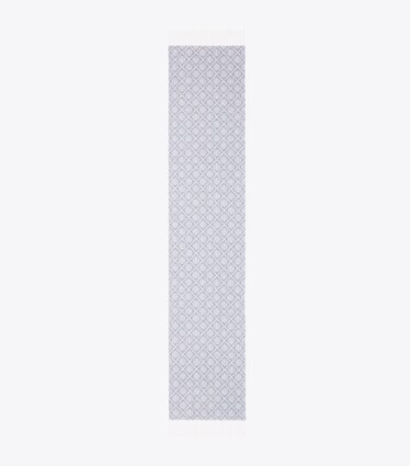 Tory Burch designer écharpes Étole T Monogram dans Dusky Blue vue du dessus