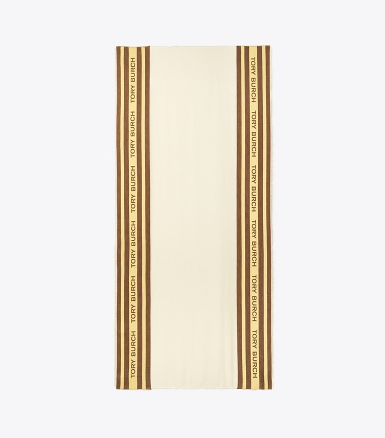 Tory Burch designer écharpes Étole Voyager Diaphane dans Sheer French Cream vue du dessus