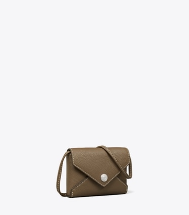 Tory Burch designer accessoires voyage Étui à cartes à lanière in Wild Mushroom angle
