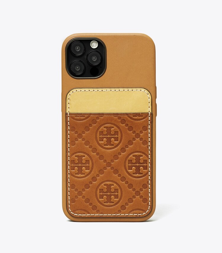 Tory Burch designer accessoires high-tech Étui pour téléphone T Monogram avec emplacement pour cartes dans Classic Cuoio téléphone