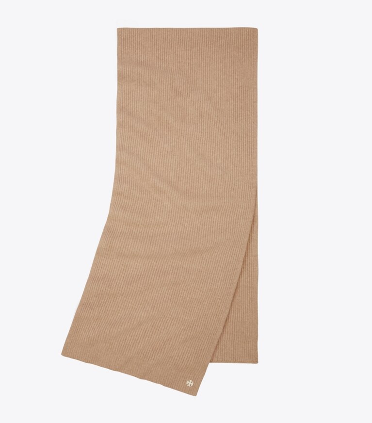 Tory Sport designer schals Übergroßer, gerippter Kaschmirschal in Natural Heather folded