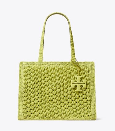 Tory Burch diseñador トートバッグ エラ ハンドクロシェ スモール ポップコーン トートバッグ en Citrus Green frente
