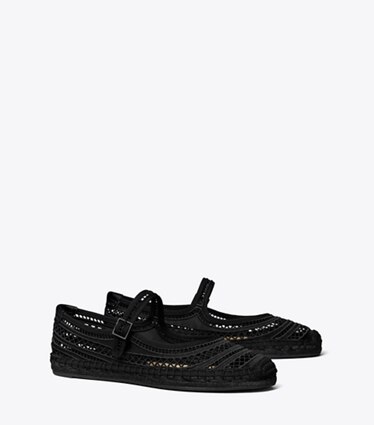 Tory Burch designer エスパドリーユ オープンウィーブ メリージェーン エスパドリーユ in Perfect Black / Perfect Black angle