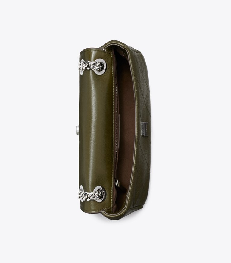 Tory Burch designer ショルダーバッグ チャーリー キルト スモール ショルダーバッグ in Dark Olive overhead