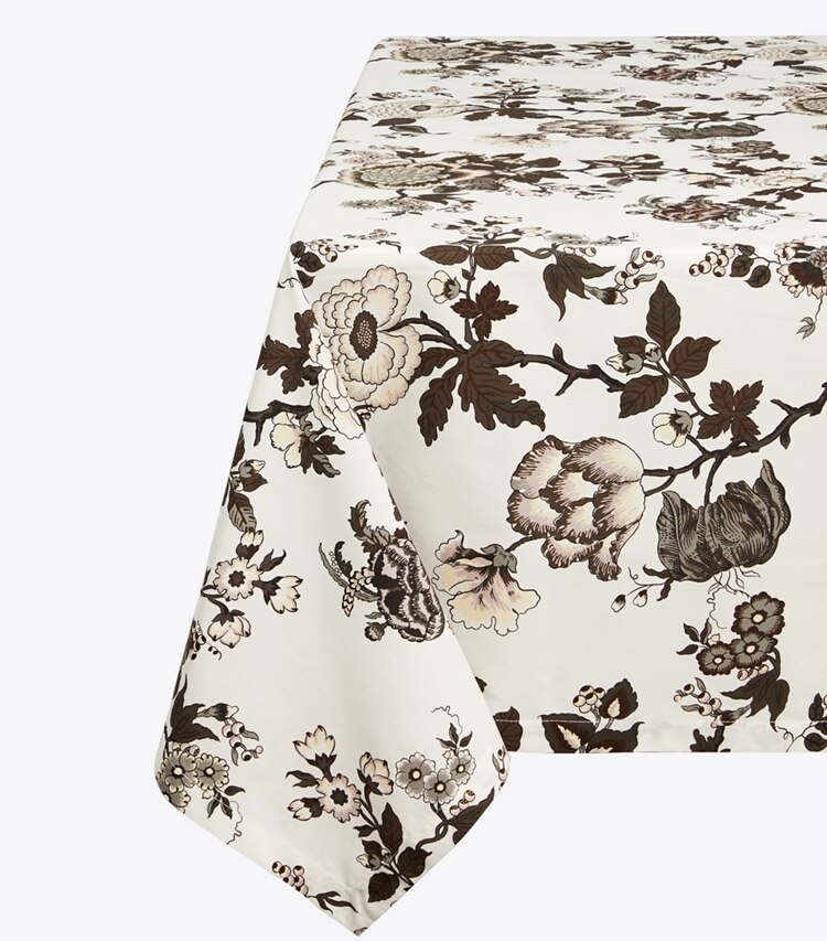 Tory Burch designer linens  Happy Times Bouquet Square Tablecloth, 90” in Brown detail
