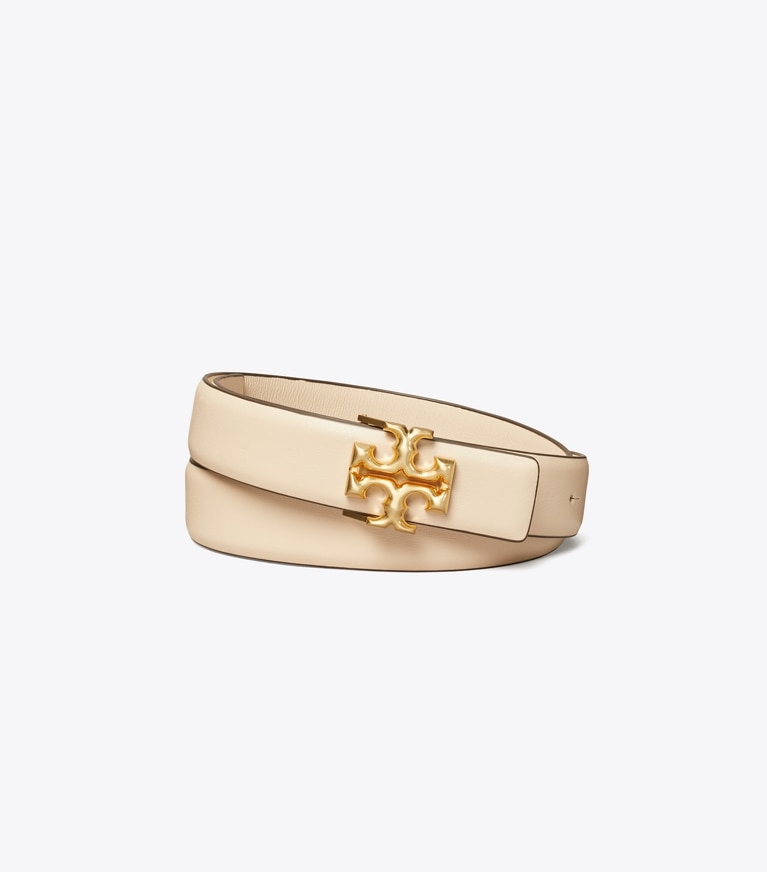 Tory Burch designer belts 1" Eleanor Belt in NEW CREAM / GOLD front
