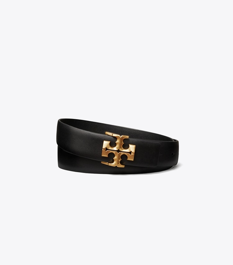 Tory Burch designer belts 1" Kira Belt in Black / Gold front