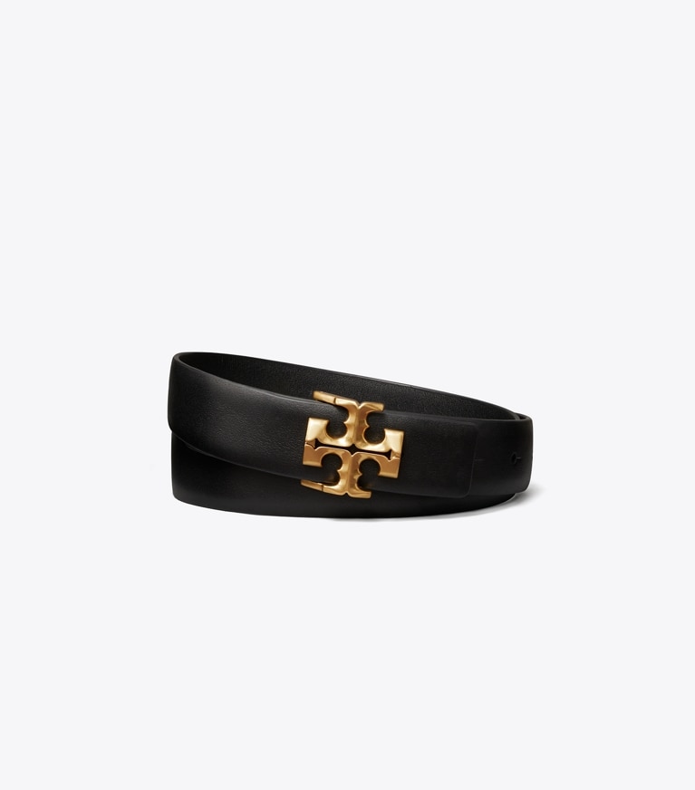 Tory Burch designer belts 1" Kira Belt in Black / Gold front