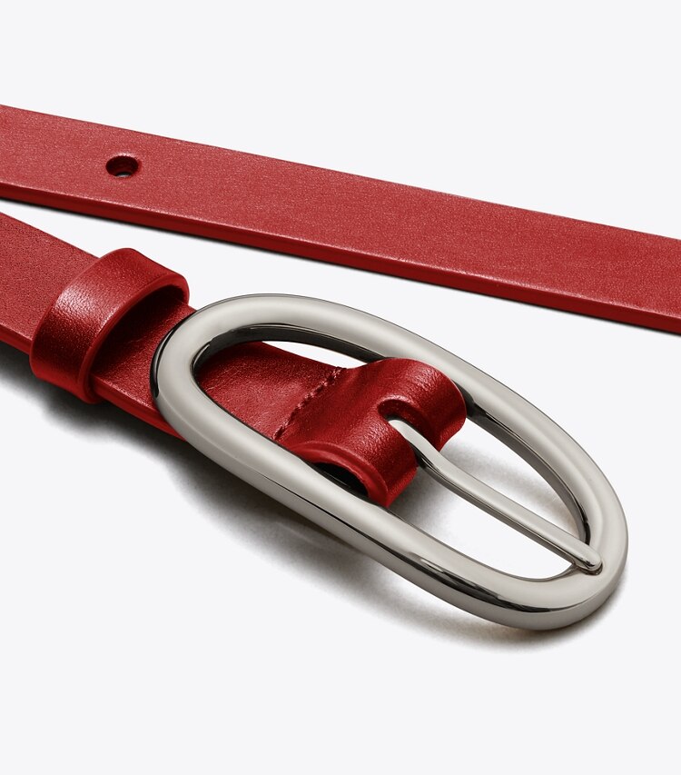 Tory Burch designer belts 1" Large Pierced Buckle Belt in Bricklane detail