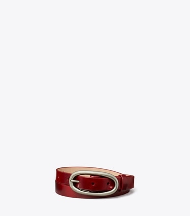 Tory Burch designer belts 1" Large Pierced Buckle Belt in Bricklane front