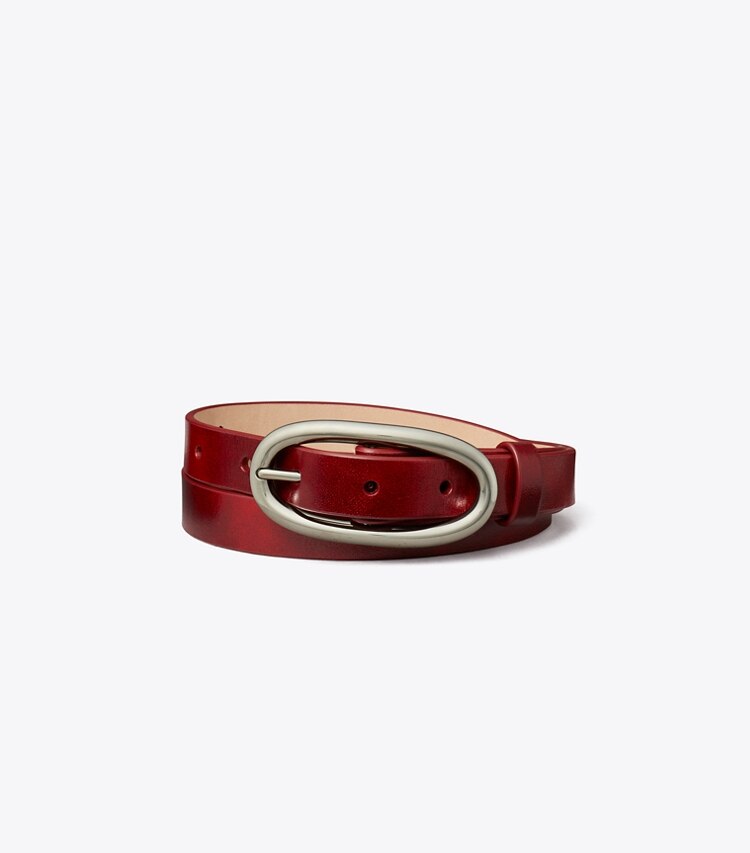 Tory Burch designer belts 1" Large Pierced Buckle Belt in Bricklane front