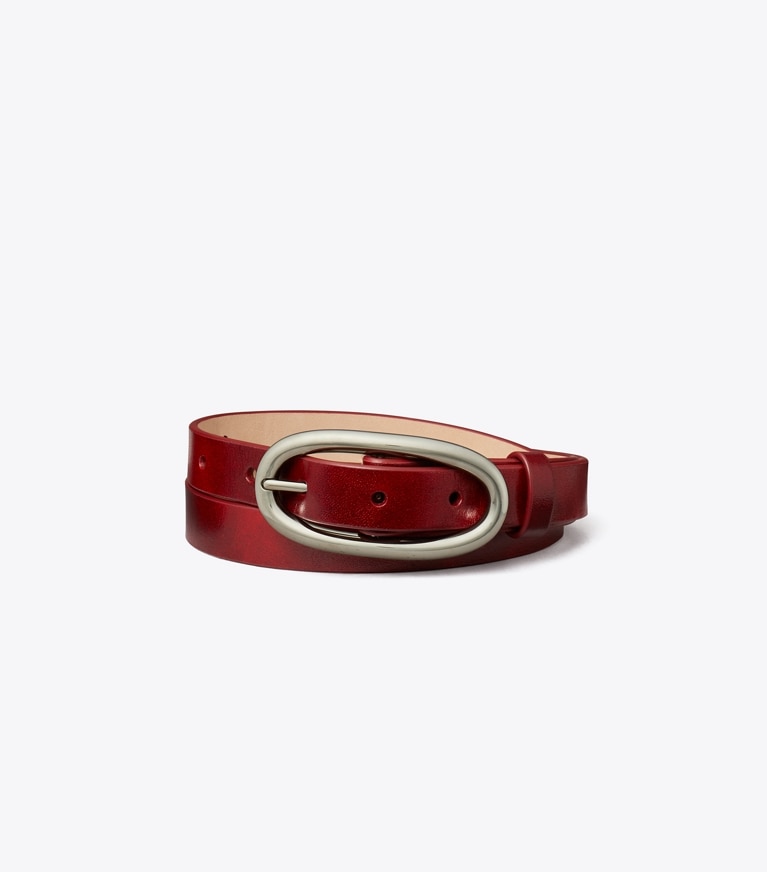 Tory Burch designer belts 1" Large Pierced Buckle Belt in Bricklane front