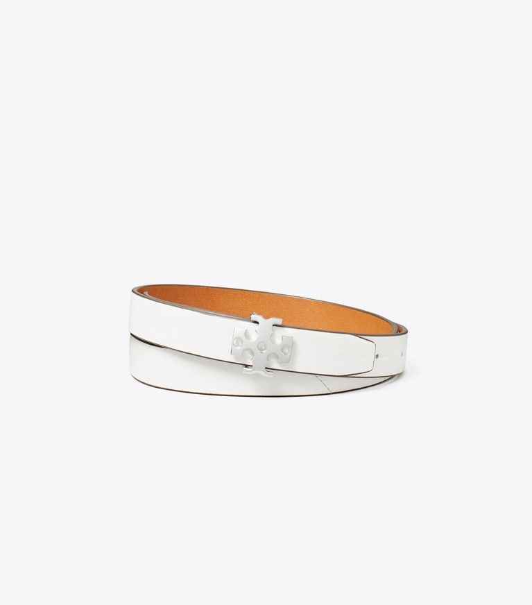 Tory Burch designer belts 1" Logo Belt in Optic White front
