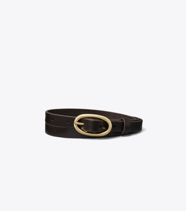 Tory Burch designer belts 1" Medium Pierced Buckle Belt in Amarena front