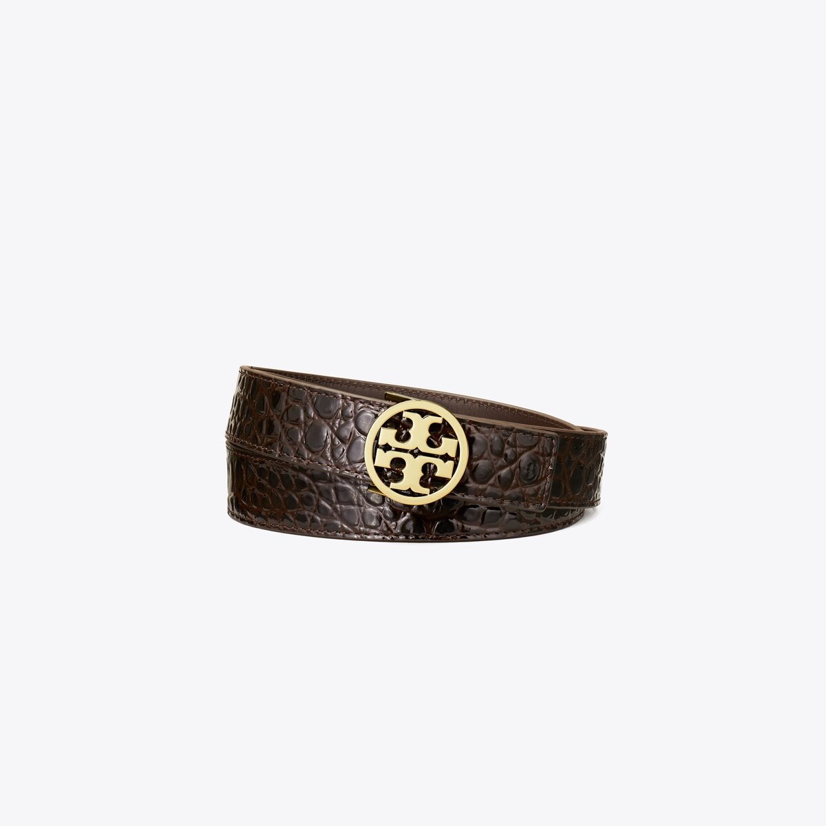 Tory Burch Women's Reversible Miller Leather Belt New Ivory/Gold