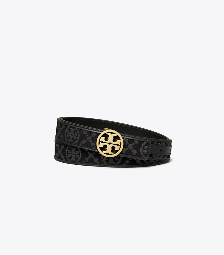 Tory Burch designer belts 1" Miller Monogram Belt in Black front