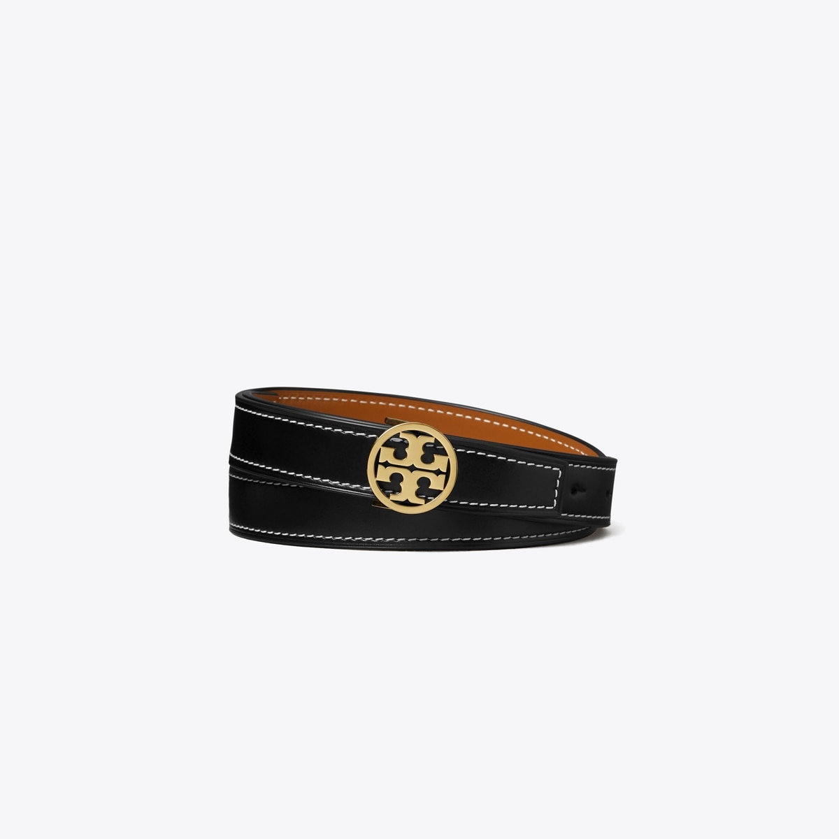 Tory Burch 1” Miller Snake Embossed Belt In Snake/Gold/Black  display picture 2