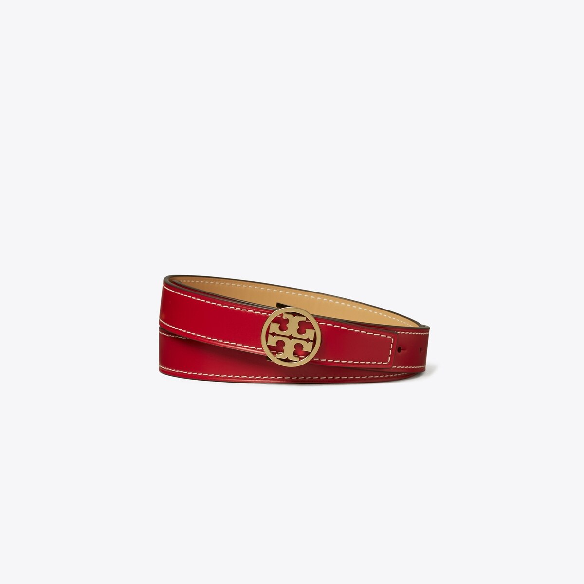 Tory Burch Britten smooth reversible Red Leather Belt with Gold Logo Buckle SzXS $_57.JPG?set_id=8800005007 main image 4