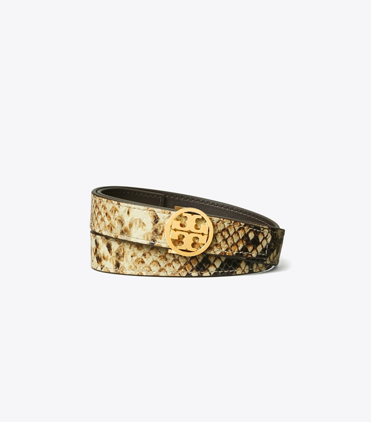 Tory Burch designer belts 1" Miller Snake Belt in Crown / GOLD front