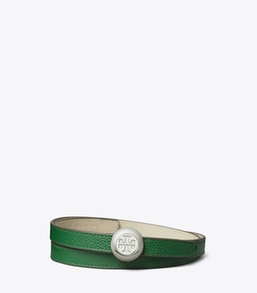 Tory Burch designer belts 1" Romy Reversible Belt in Dark Kale / Light Stone front