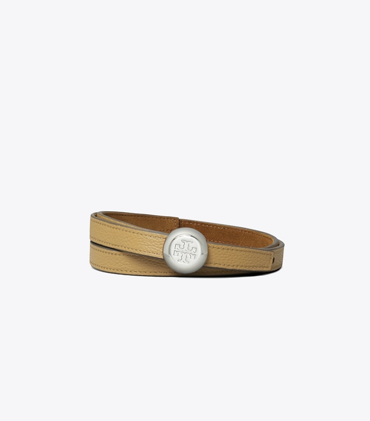 Tory Burch designer belts 1" Romy Reversible Suede Belt in Park Bench / Tiramisu back