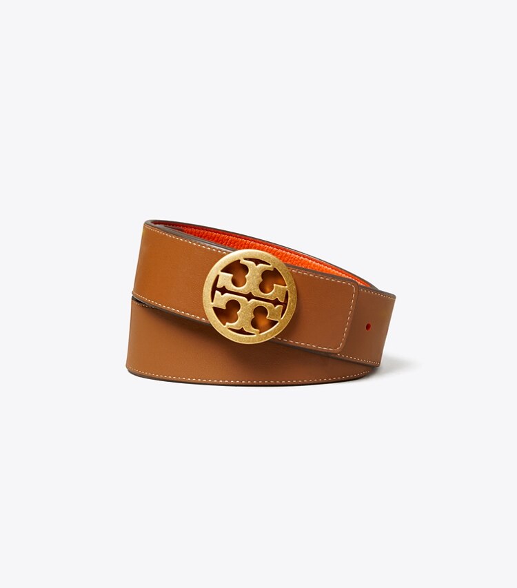 Tory Burch designer belts 1 1/2" Reversible Double T Belt in Pomander/Moose/Gold back