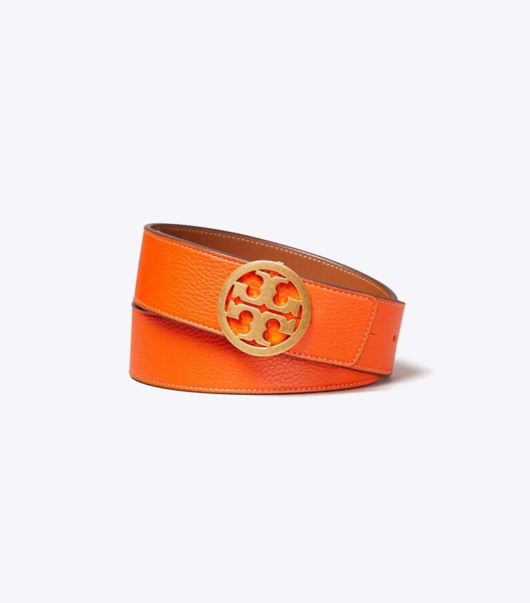 Tory Burch designer belts 1 1/2" Reversible Double T Belt in Pomander/Moose/Gold front