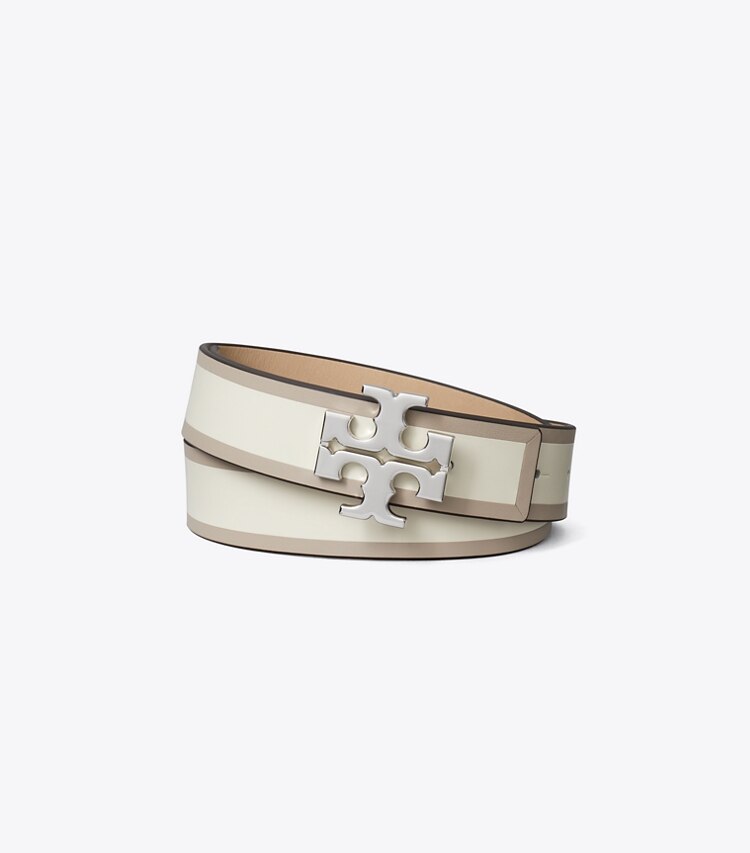Tory Burch designer belts 1.25" Eleanor Colorblock Belt in Creme / LONGAN front
