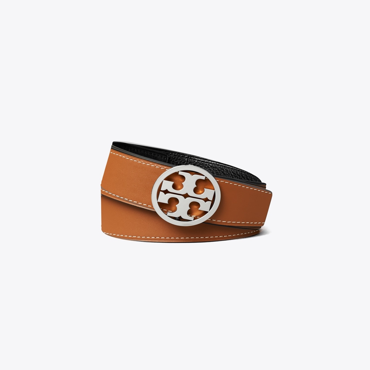 NWT Tory Burch Robinson Logo Reversible Belt 1.5” in Black/Luggage Leather M/L 1 main image 4