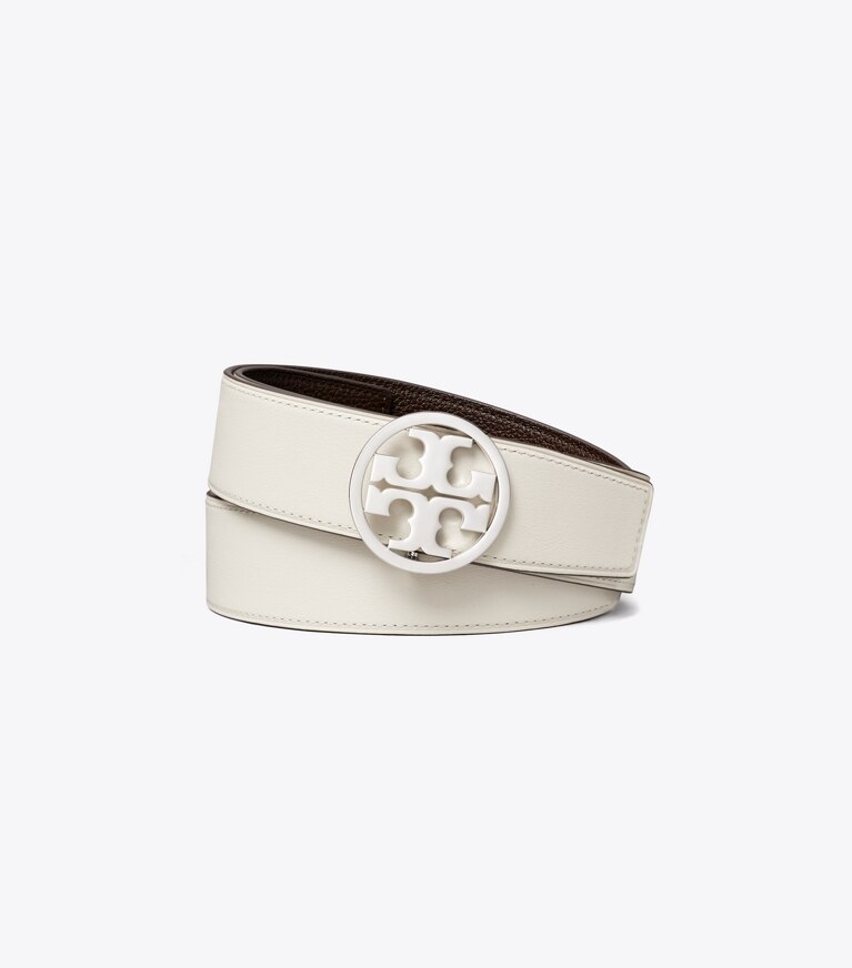 Tory Burch designer belts 1.5" Miller Reversible Belt in Ivory / Dark Cocoa back
