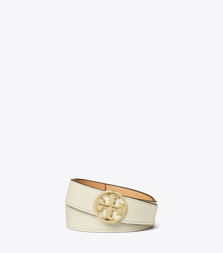 Tory Burch designer ベルト 1.5インチ ミラー リバーシブルベルト in New Ivory / NATURAL VACHETTA / Gold front