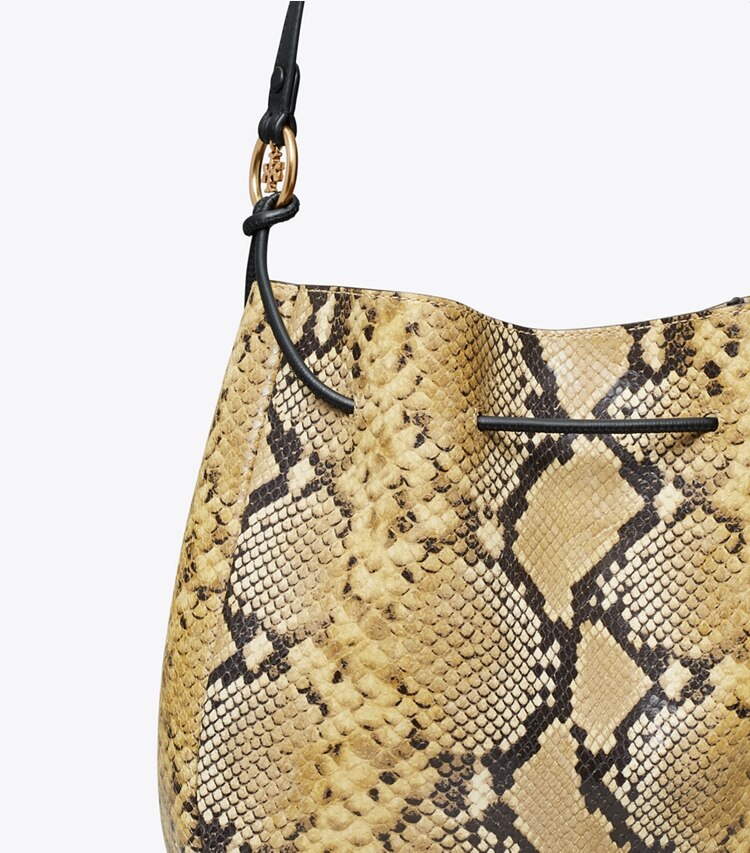 Tory Burch designer hobo bags 151 Mercer Embossed Shoulder Bag in Sand Drift detail