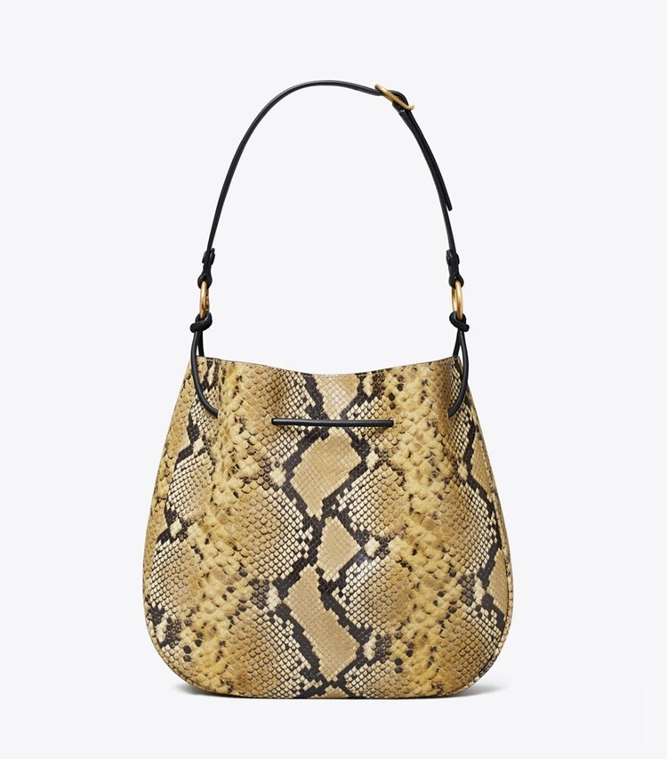 Tory Burch designer hobo bags 151 Mercer Embossed Shoulder Bag in Sand Drift front