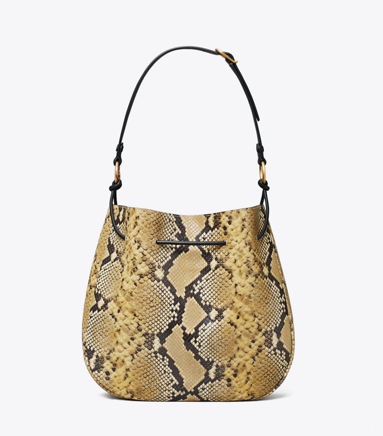 Tory Burch designer hobo bags 151 Mercer Embossed Shoulder Bag in Sand Drift angle