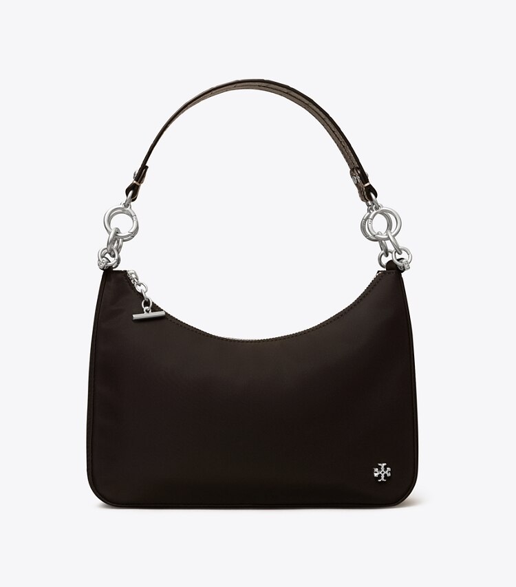 Tory Burch designer shoulder bags 151 Mercer Nylon Crescent Bag in Black front