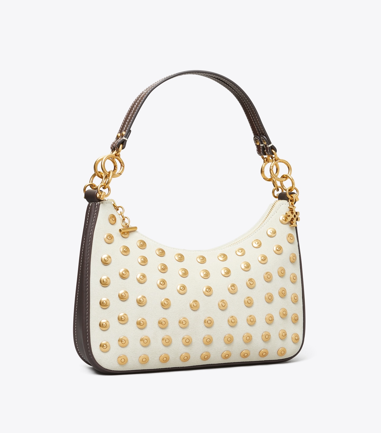 151 Mercer Studded Suede Crescent Bag