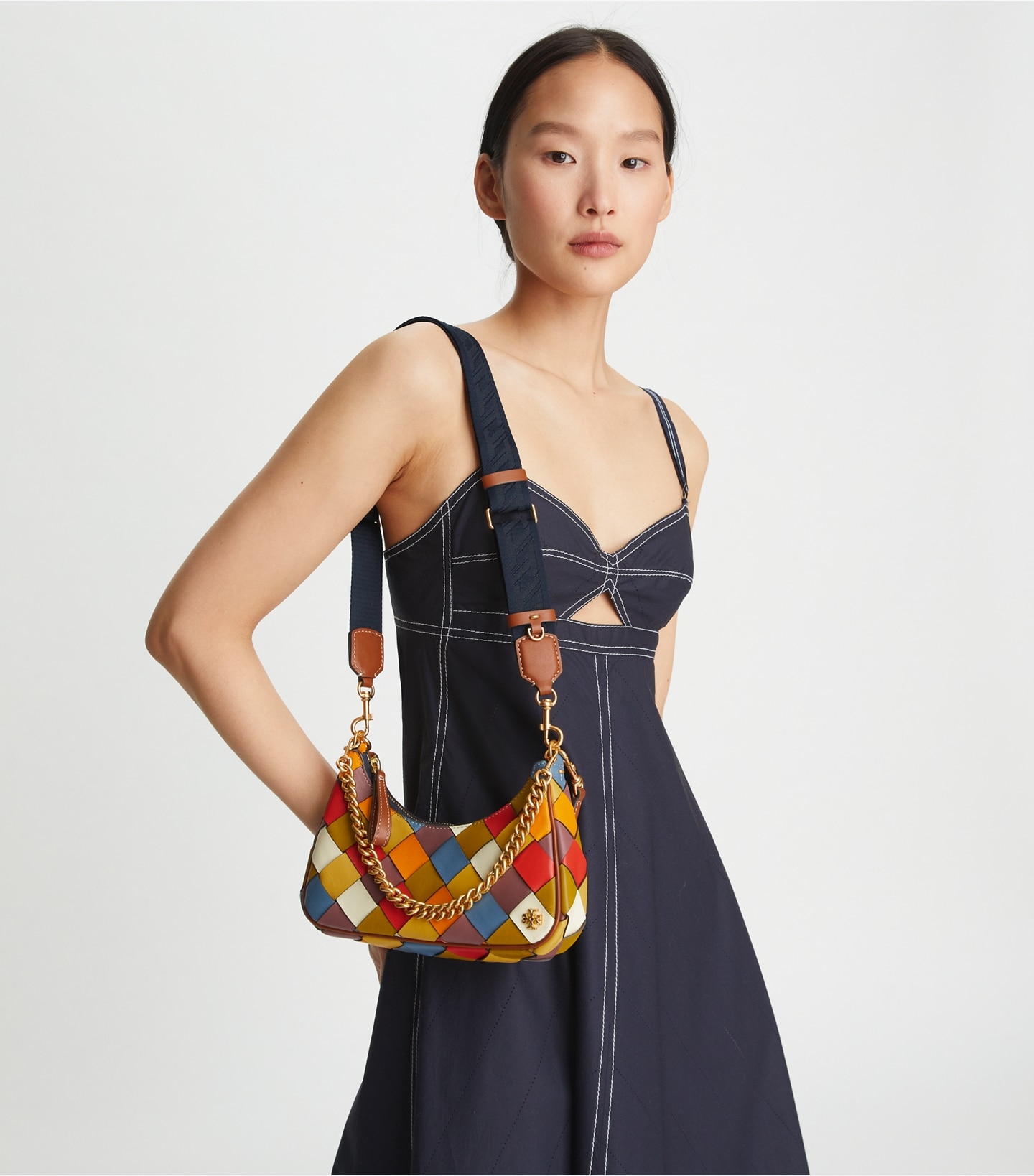 151 Mercer Woven Small Crescent Bag