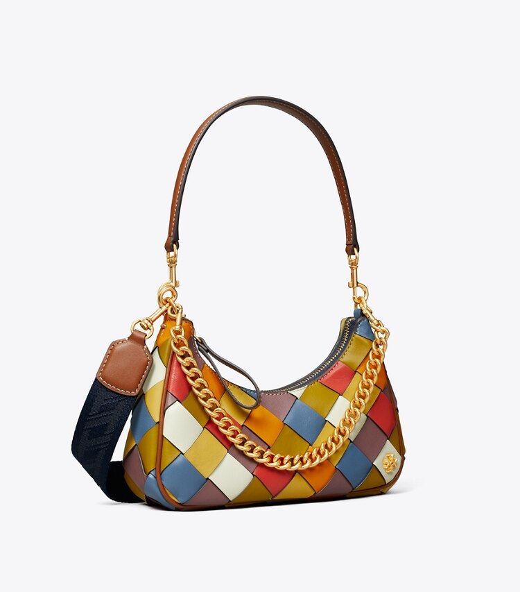 Tory Burch designer crossbody bags 151 Mercer Woven Small Crescent Bag in Multi angle