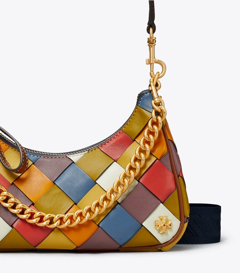 Tory Burch designer crossbody bags 151 Mercer Woven Small Crescent Bag in Multi angle