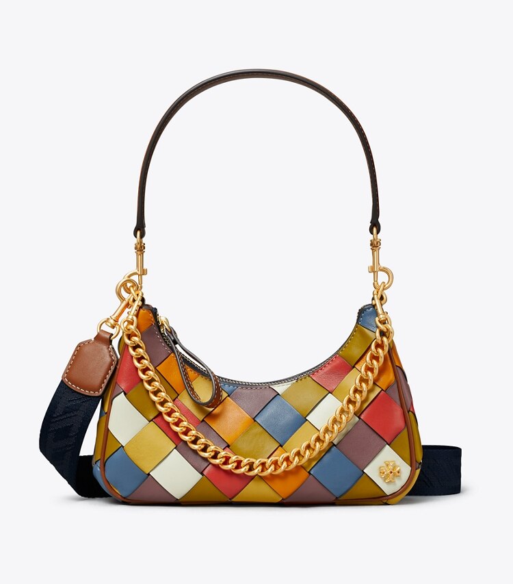 Tory Burch designer crossbody bags 151 Mercer Woven Small Crescent Bag in Multi front