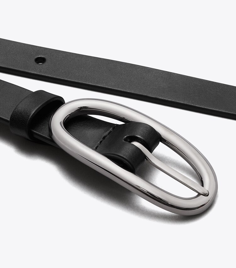 Tory Burch designer gürtel 2,5 cm breiter Gürtel mit großer Piercing-Schnalle in Black/Silver detail