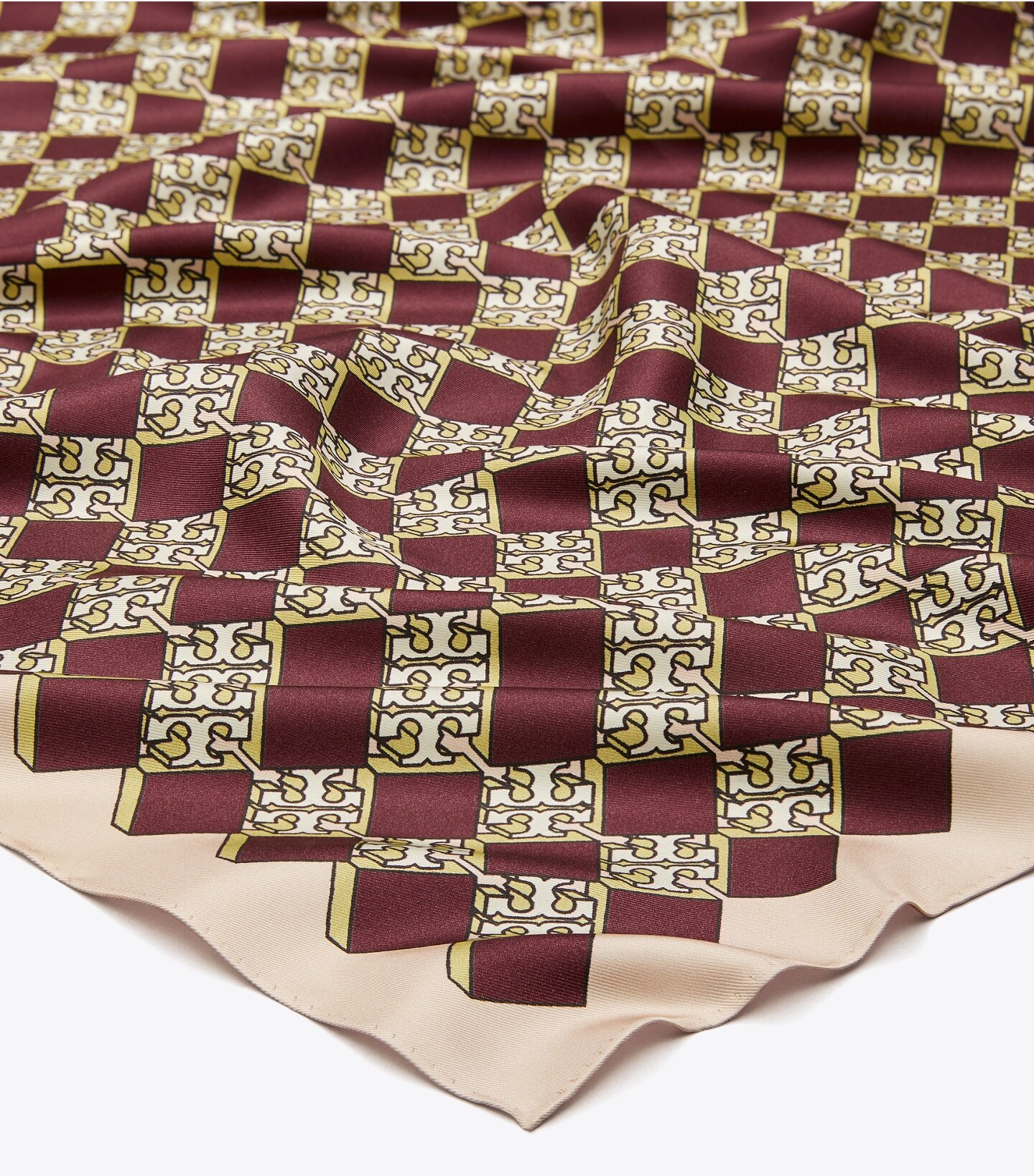 3D Checkered Logo Double-Sided Silk Square Scarf 