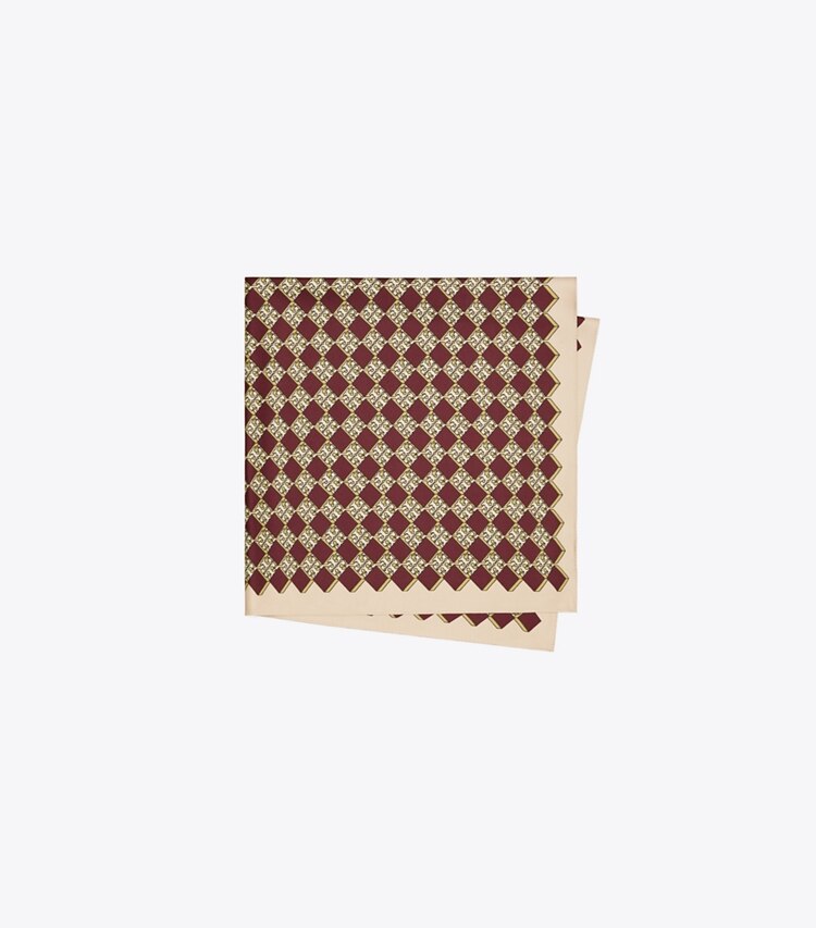 Tory Burch designer scarves 3D Checkered Logo Double-Sided Silk Square Scarf  in LILAC folded