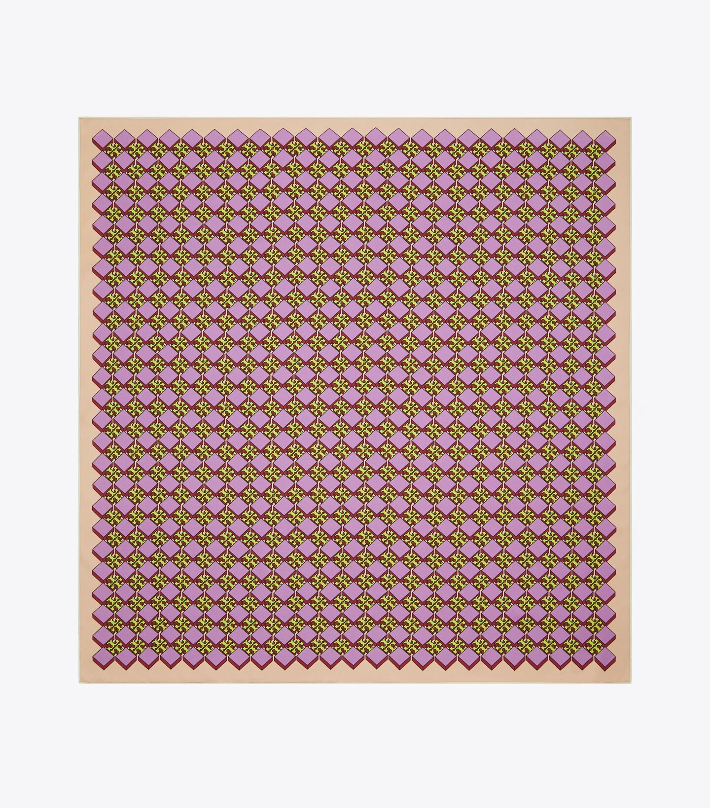 3D Checkered Logo Double-Sided Silk Square Scarf 