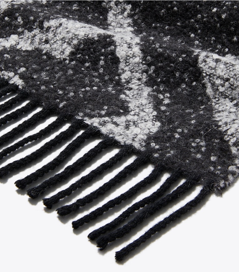 Tory Burch designer scarves 3D Logo Oblong Scarf in 3D Logo Oblong Black detail