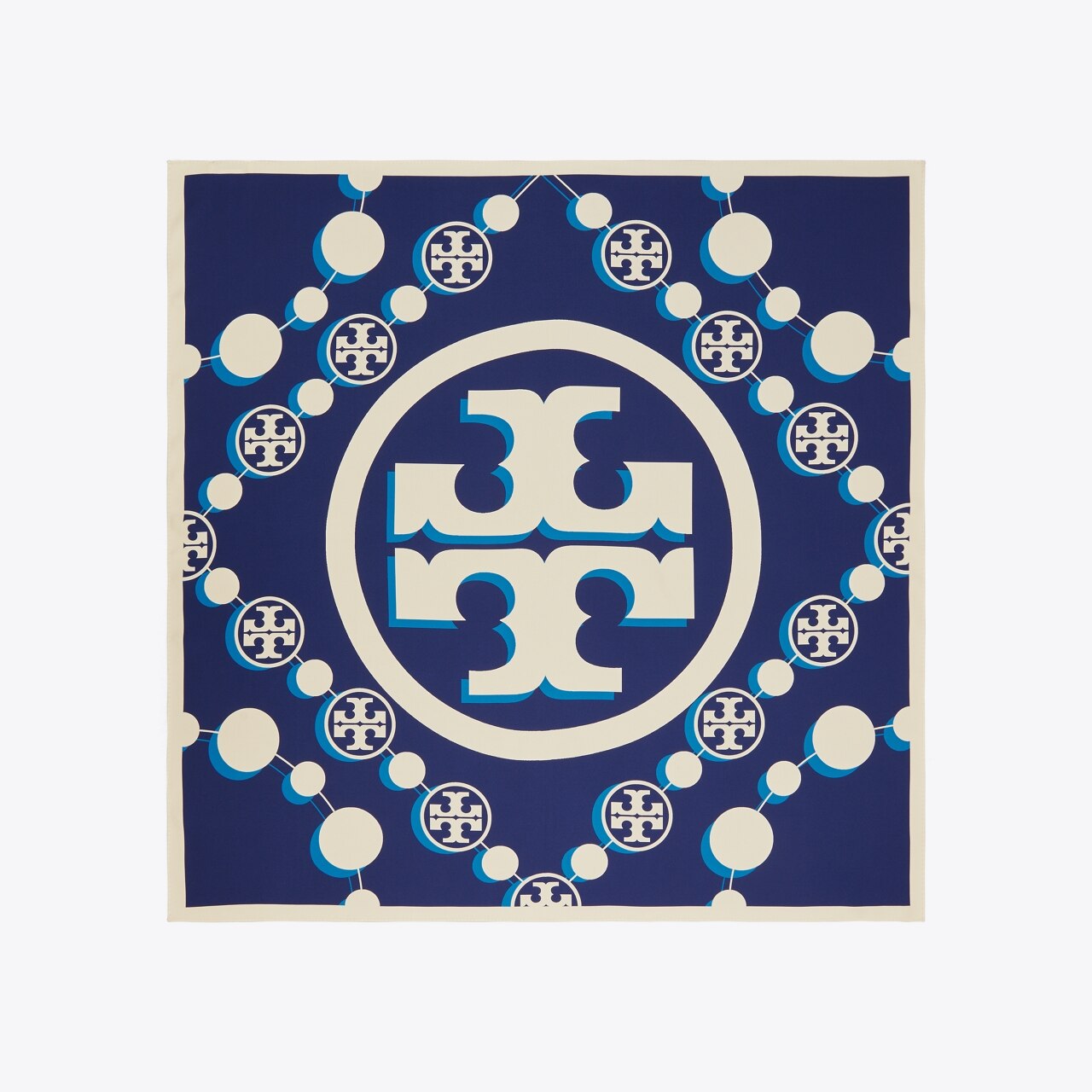 Tory Burch T-monogram Silk Square Scarf In Light Blue