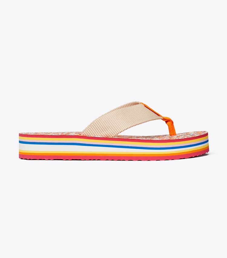 Tory Burch designer sandals '70s Flatform Flip-Flop in French Pearl /  SPRINKLED FLOWERS side